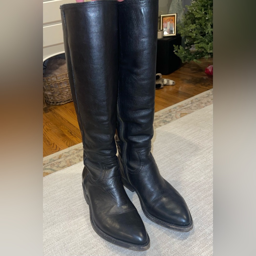 Frye Billy Tall Black Leather Boots - Picture 2 of 6